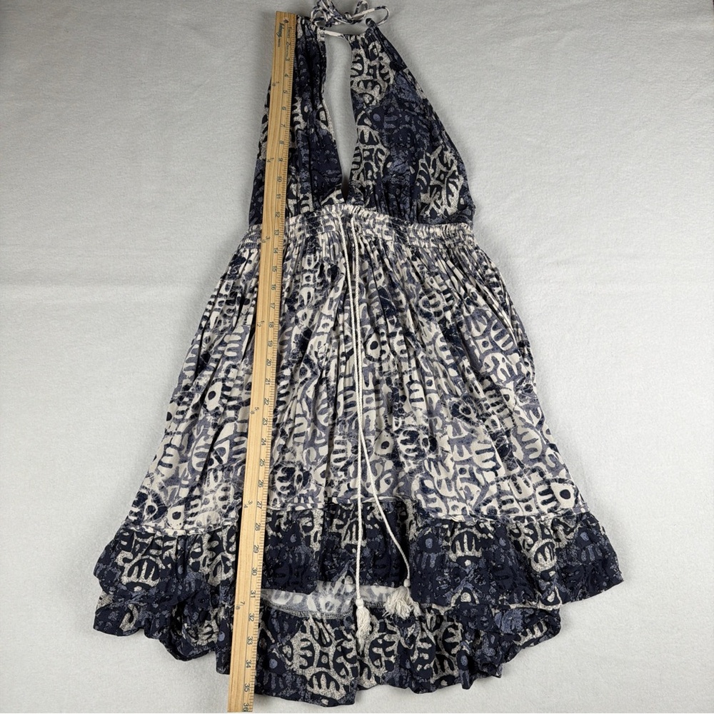 Free People Womens Beach Day Halter Mini Dress Blue Large‎ - Picture 4 of 10